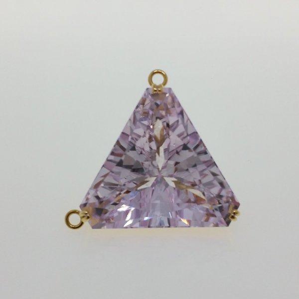 14k. yellow gold pendant with spectacular natural kunzite of 85.05 carat