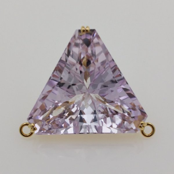 14k. yellow gold pendant with spectacular natural kunzite of 85.05 carat
