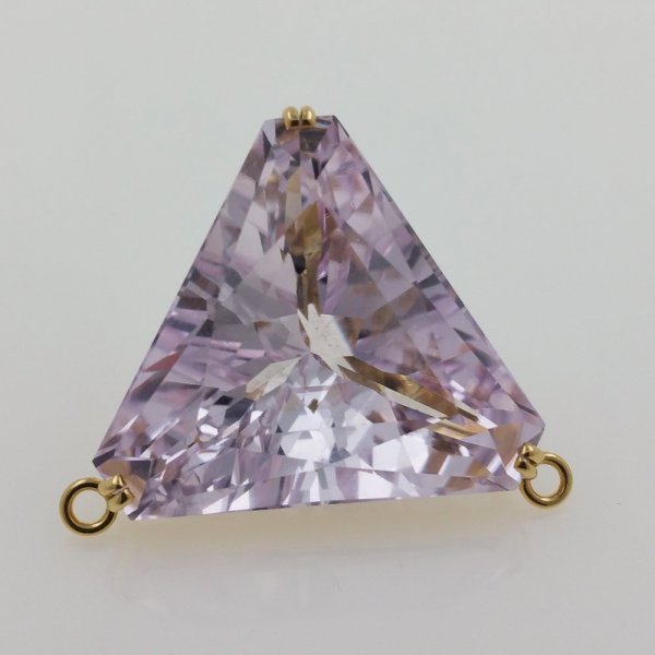 14k. yellow gold pendant with spectacular natural kunzite of 85.05 carat