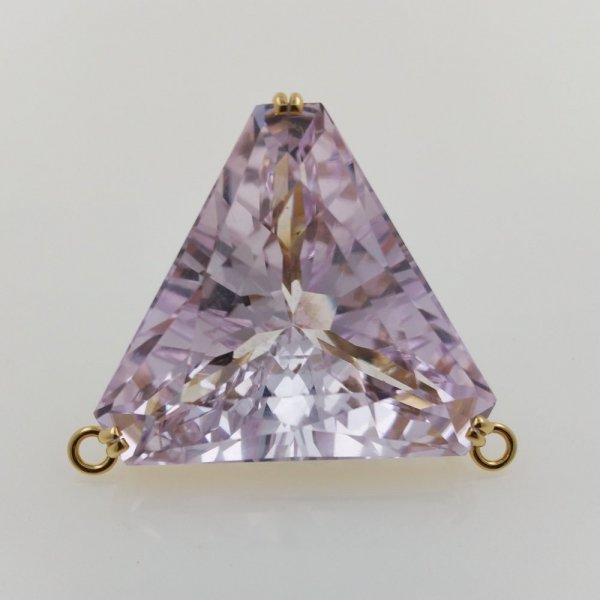 14k. yellow gold pendant with spectacular natural kunzite of 85.05 carat