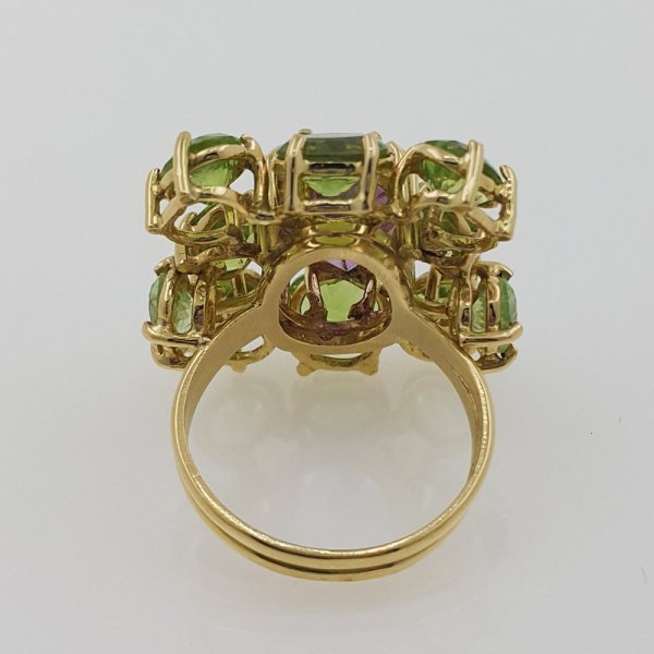 18k. yellow gold cocktail ring with natural gemstones 11.90 carat